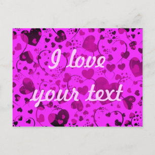 Carte Postale MOTIF HEART ART 6 + votre texte   rose