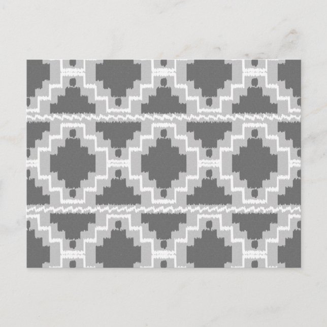 Carte Postale Motif Ikat Aztec - gris foncé et clair / gris (Devant)