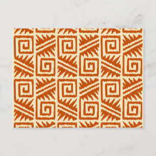Carte Postale Motif Ikat Aztec - Mandarin et orange clair