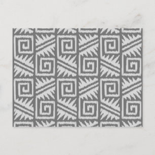 Carte Postale Motif Ikat Aztec - Nuances de gris / gris