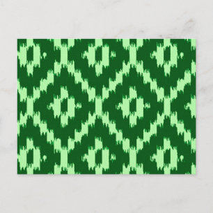 Carte Postale Motif Ikat - Vert pin et vert pâle