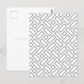 Carte Postale Motif linéaire noir et blanc - blanc