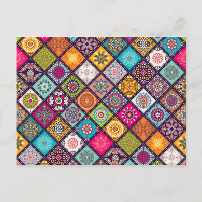 Carte Postale Motif mandala coloré marocain (Devant)