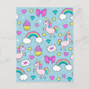 Carte Postale Motif mignon de licorne