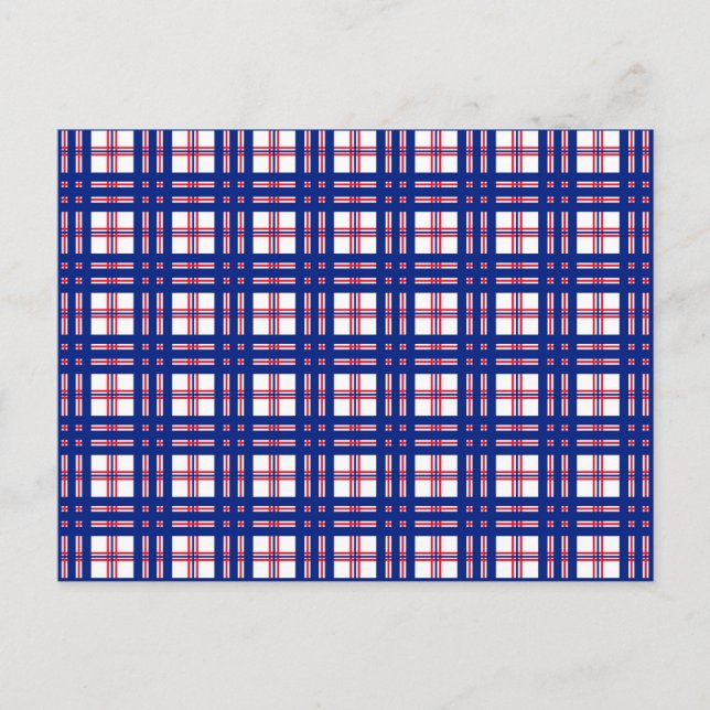 Carte Postale Motif Mod Plaid Rouge Blanc Bleu (Devant)