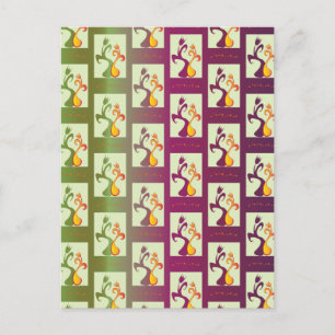Carte Postale Motif moderne vert et violet Tulip Couple