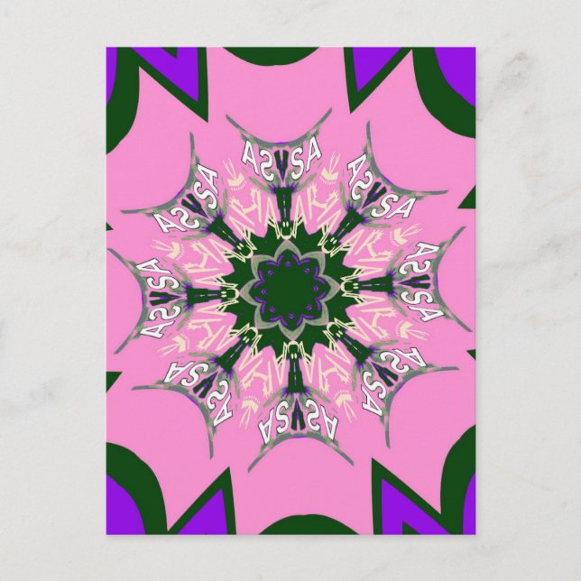 Carte Postale Motif Motif Monogramme noir et rose joli (Devant)