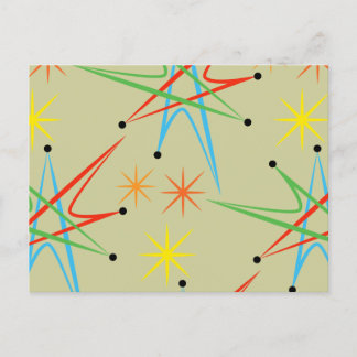 Carte Postale Motif multicolore Retro Atomic Starburst