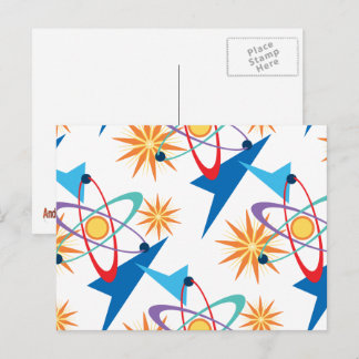 Carte Postale Motif multicolore rétro de l'ère spatiale