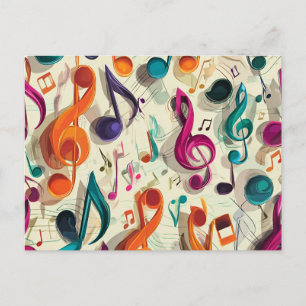 Carte Postale Motif Musical Coloré
