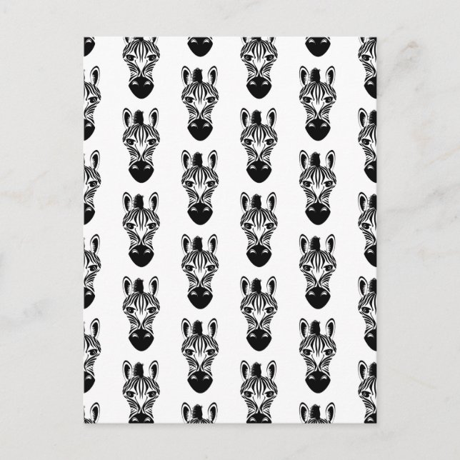 Carte Postale Motif noir et blanc Zebra (Devant)
