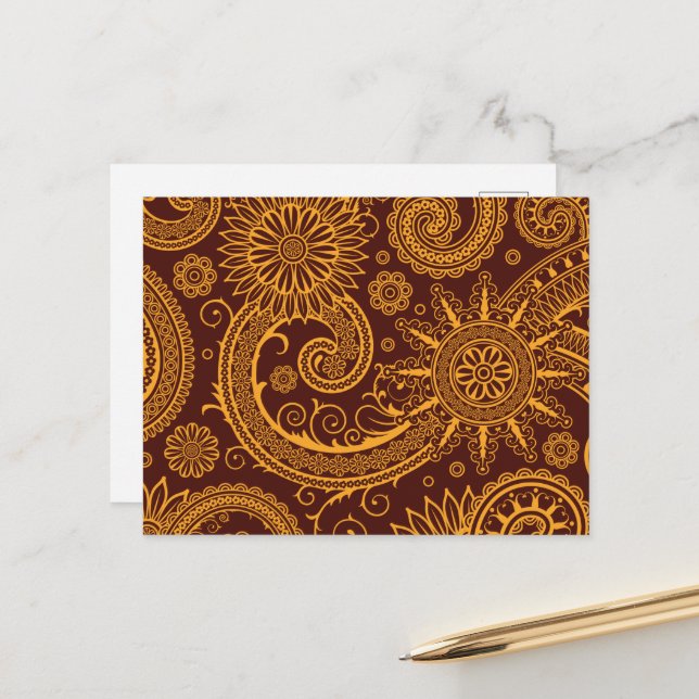 Carte Postale Motif Paisley, Persian Paisley, Oriental Paisley (Devant/Arrière en situation)