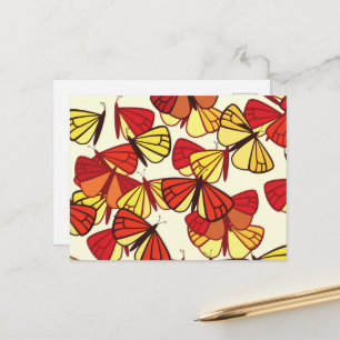 Carte Postale Motif Papillon, Motif De Papillons, Rouge