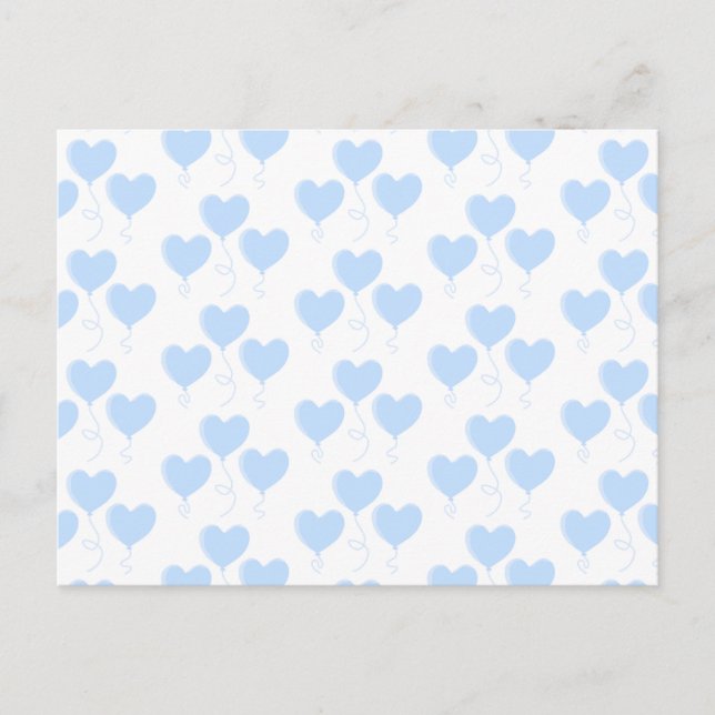 Carte Postale Motif Pastel Blue Heart Balloon. (Devant)