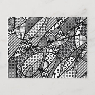 Carte Postale Motif Patchwork Noir & Blanc 05