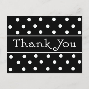 Carte postale Motif Poka Noir et Blanc Merci