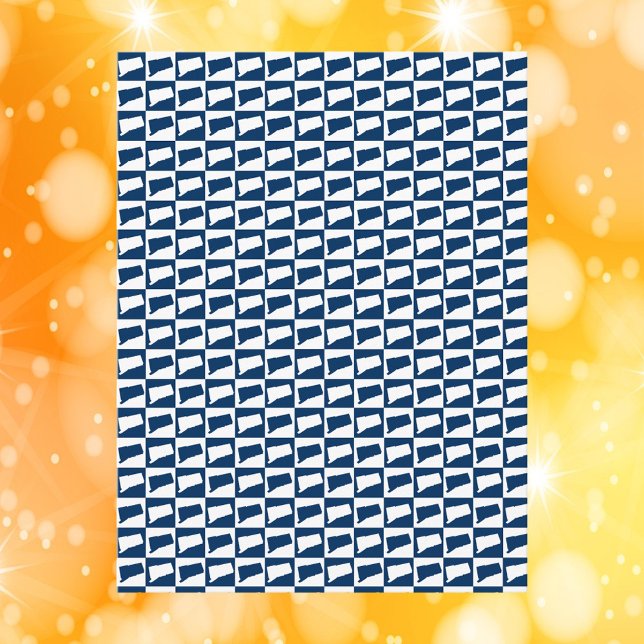 Carte Postale Motif Pop Art Connecticut Bleu Blanc (A postcard with a blue and white pattern featuring Connecticut.)