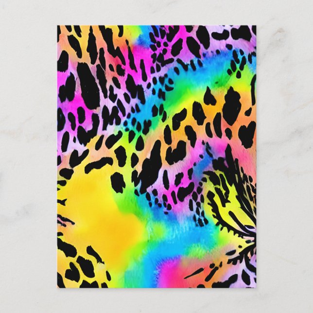 Carte Postale Motif Poster de animal coloré (Devant)