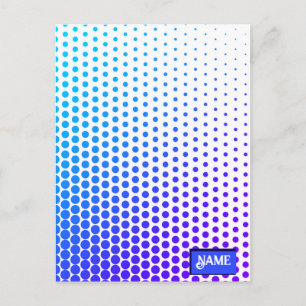 Carte Postale motif rayé à points bleus et violets