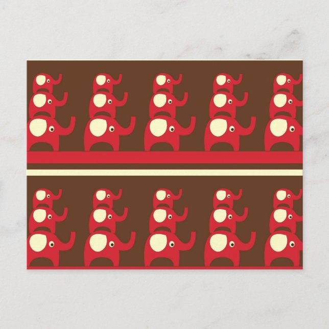 Carte postale motif Red good elephers (Devant)