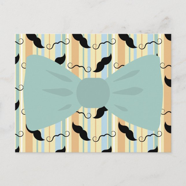 Carte Postale Motif rétro Black Handlebar Mustache Bowtie (Devant)