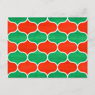Carte postale Motif rouge vert Noël Ogee