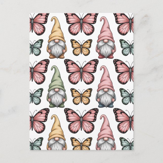 Carte Postale Motif sans couture avec des lutins et des papillon (Devant)