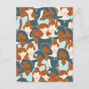 Carte Postale Motif sans couture avec filles noires et blanches