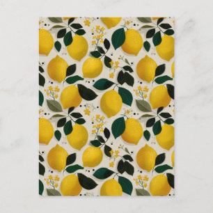 Carte Postale Motif sans couture de citron botanique vintage