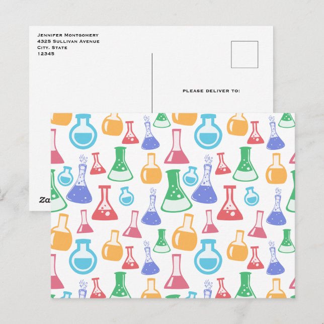 Carte Postale Motif scientifique divertissant Beakers and Flaque (Devant / Derrière)
