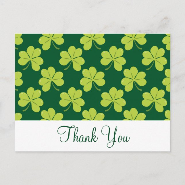 Carte Postale Motif  Shamrock de trèfle vert mignon Merci (Devant)