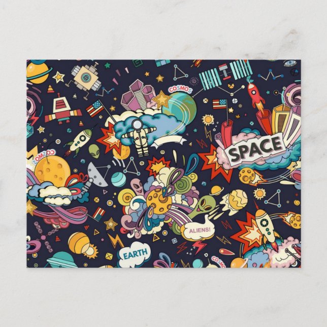 Carte Postale Motif spatial (Devant)