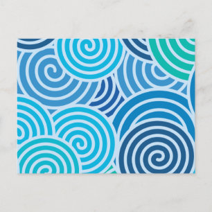Carte Postale Motif spirale bleu moderne