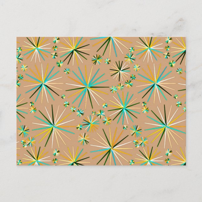 Carte Postale Motif Spoutnik Du Milieu Du Siècle, Taupe Tan (Devant)