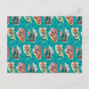 Carte Postale Motif Succulent de Cactus Graphique Abstrait