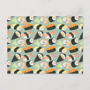 Carte Postale Motif Sushi aquarelle