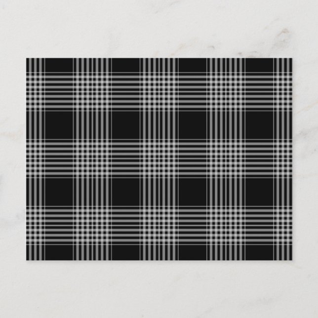 Carte Postale Motif Tartan noir et blanc (Devant)