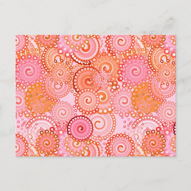 Carte Postale Motif tourbillon fractal, corail et rose (Devant)