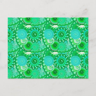 Carte Postale Motif tourbillon fractal, jade, turquoise, aqua