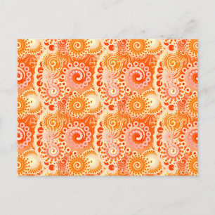 Carte Postale Motif tourbillon fractal, nuances de corail orange