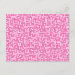 Carte Postale Motif tourbillon japonais - menthe poivrée rose