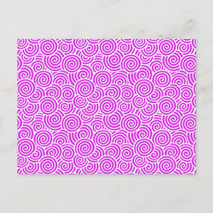 Carte Postale Motif tourbillon japonais - orchidée et blanc