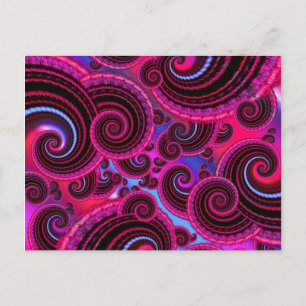 Carte Postale Motif tourbillonnant rose funky et turquoise