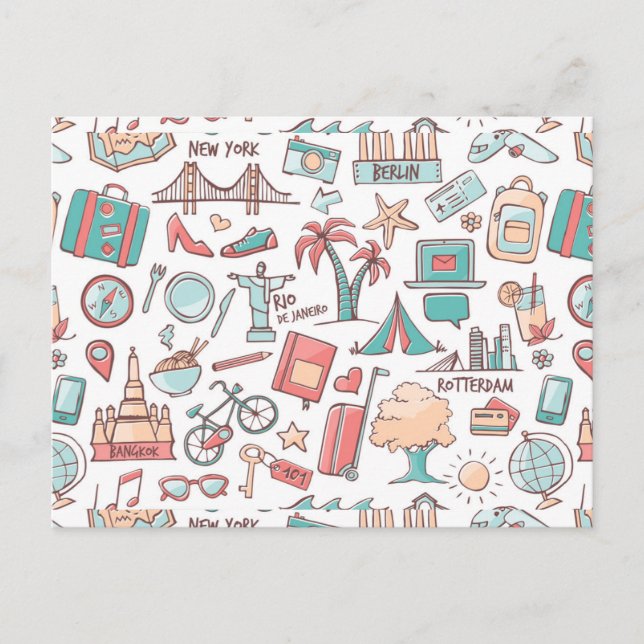 Carte Postale Motif touristique Pastel (Devant)