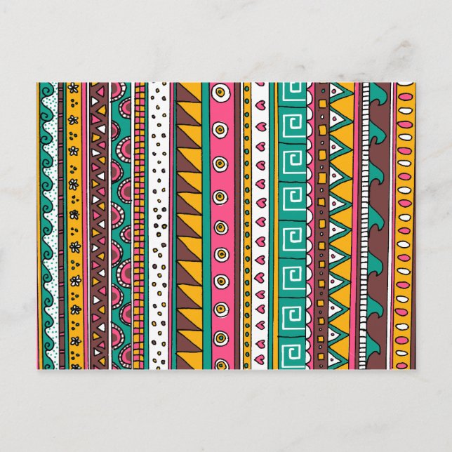 Carte Postale Motif tribal coloré (Devant)