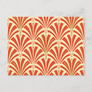 Carte Postale Motif ventilateur Art déco - mandarin orange