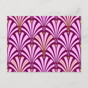 Carte Postale Motif ventilateur Art déco - orchidée et violet