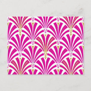 Carte Postale Motif ventilateur Art déco - rose fushia
