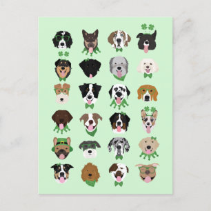 Carte Postale Motif visage de chien st patrick