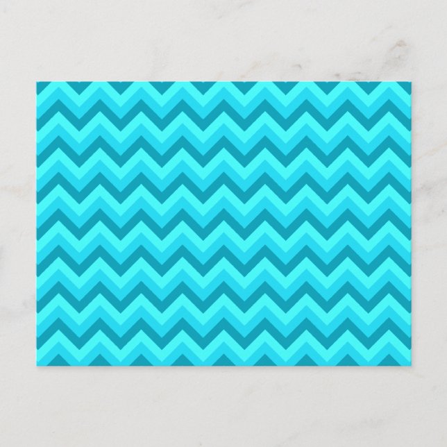 Carte Postale Motif zigzag turquoise et sarcelle. (Devant)